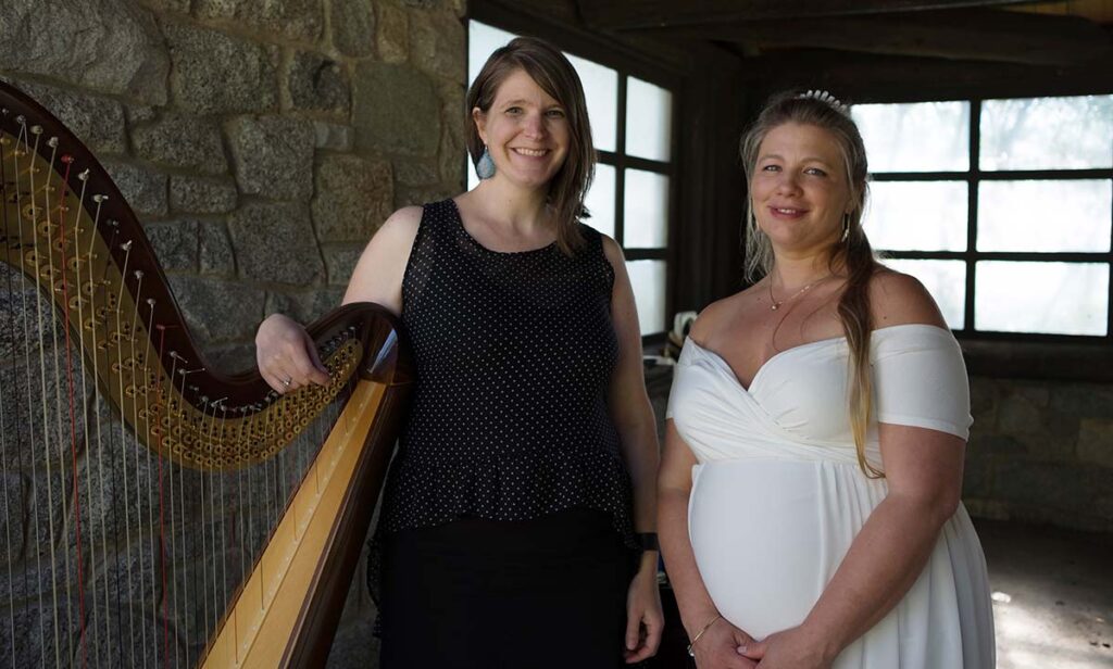 Monica Schley, wedding harpist and a bride who requested unique wedding ceremony music